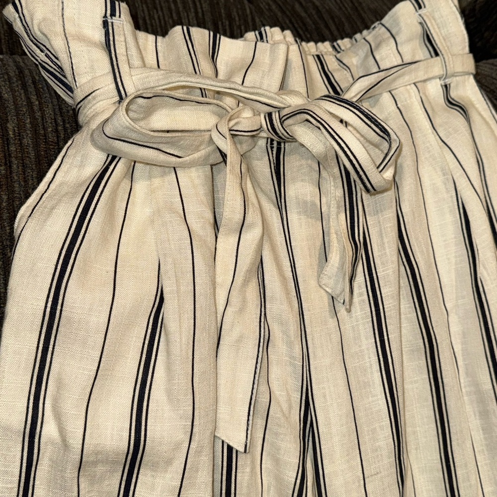 Striped Cream and Black Women's Pants